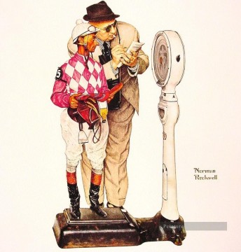 Norman Rockwell Painting - pesando en 1958 Norman Rockwell